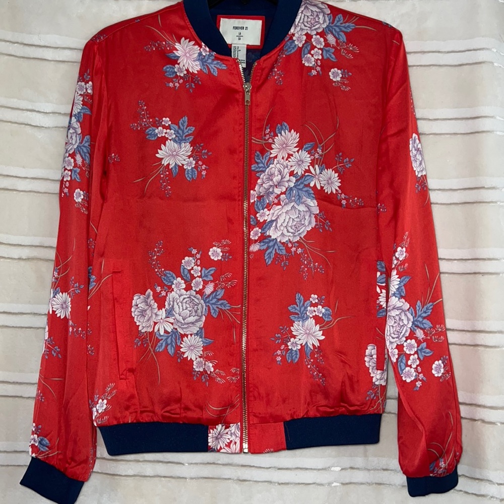 FOREVER 21 Small Red Floral Jacket